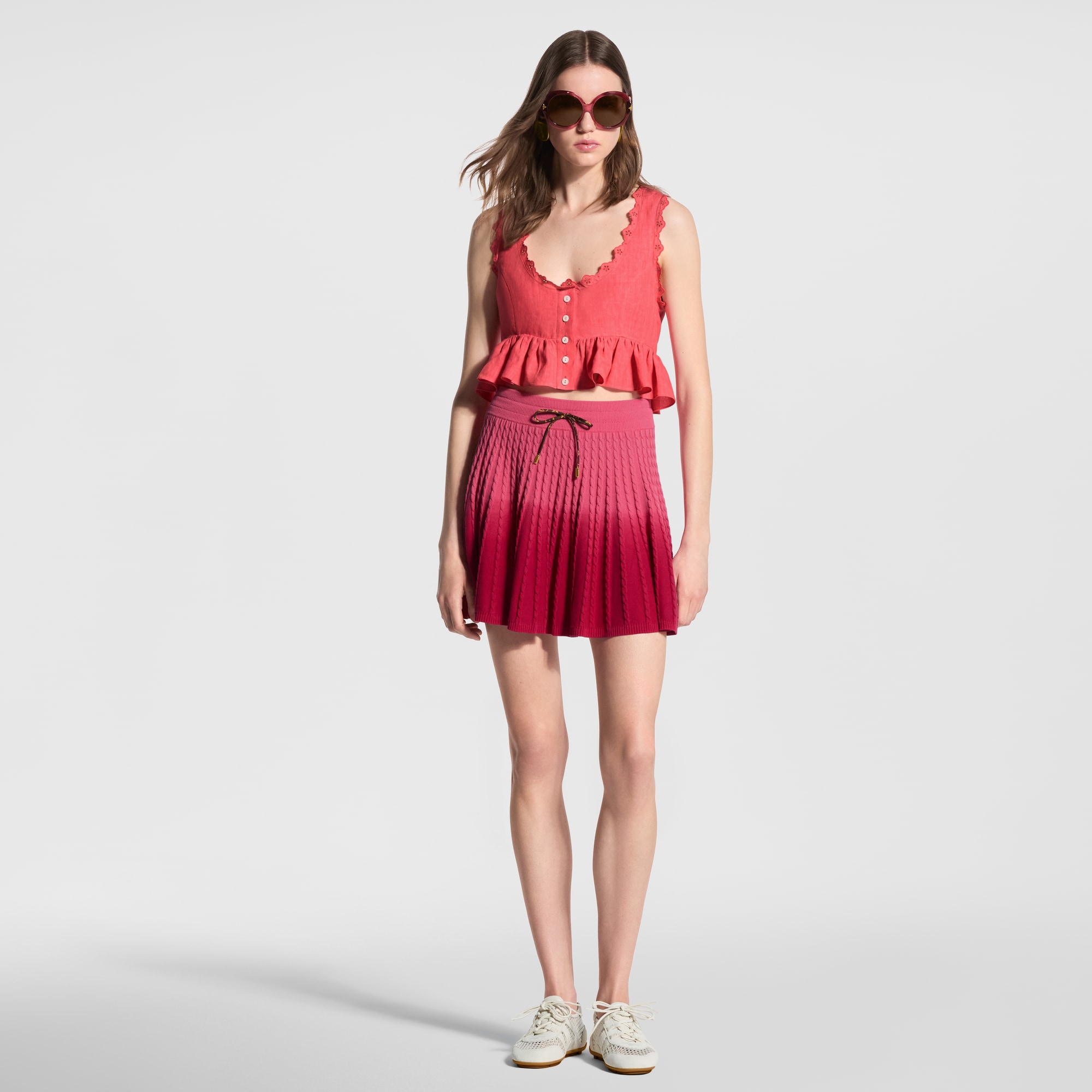 Broderie Trim Peplum Crop Top - Luxury Pink | LOUIS VUITTON